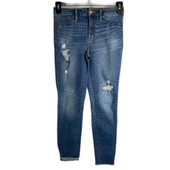 Mossimo Mid Wash High Rise Jegging Raw Hem Light Destruction Size 4/27R - Picture 1 of 9